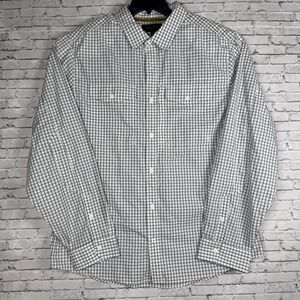 Brothers Sons Button Up Shirt Mens  XXL White Navy Blue plaid Long Sleeve NWT